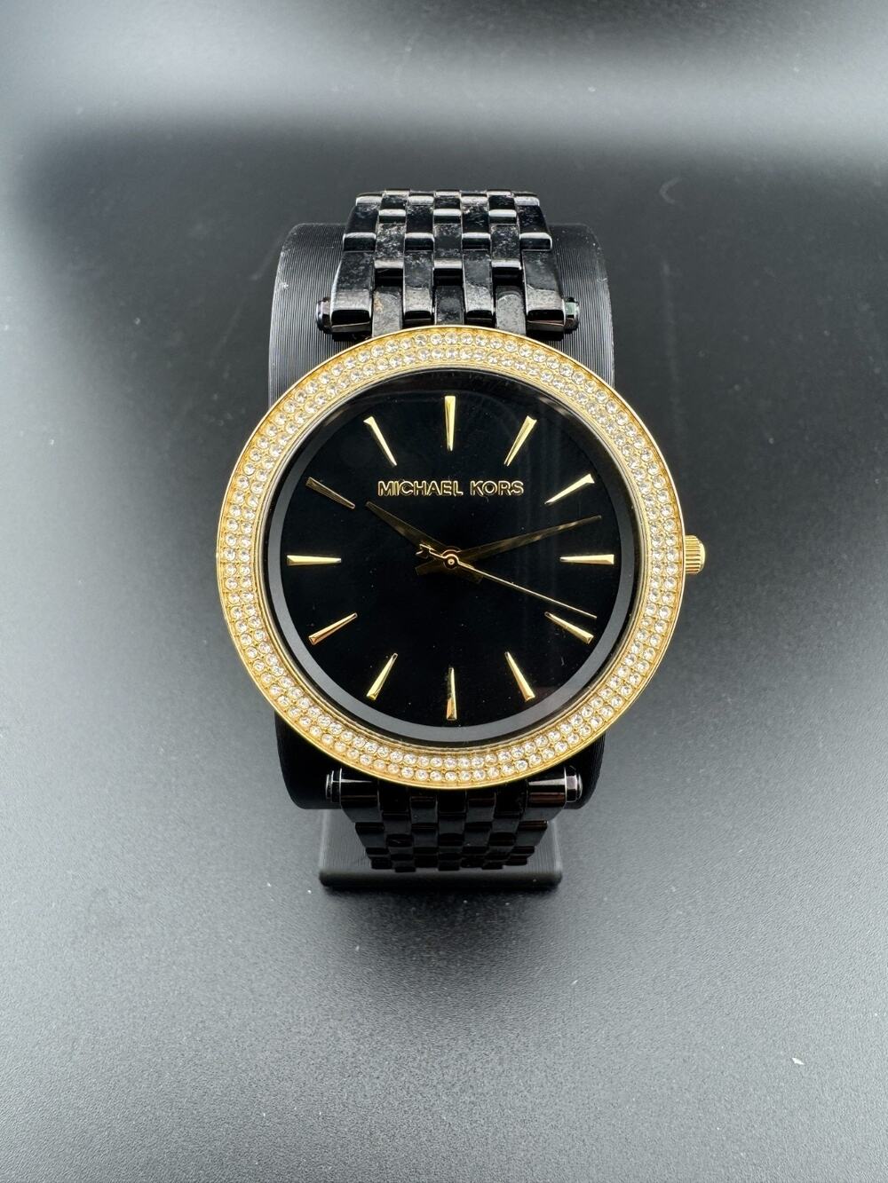 Michael Kors Darci MK3322 Black Pave Crystal Watch Womens